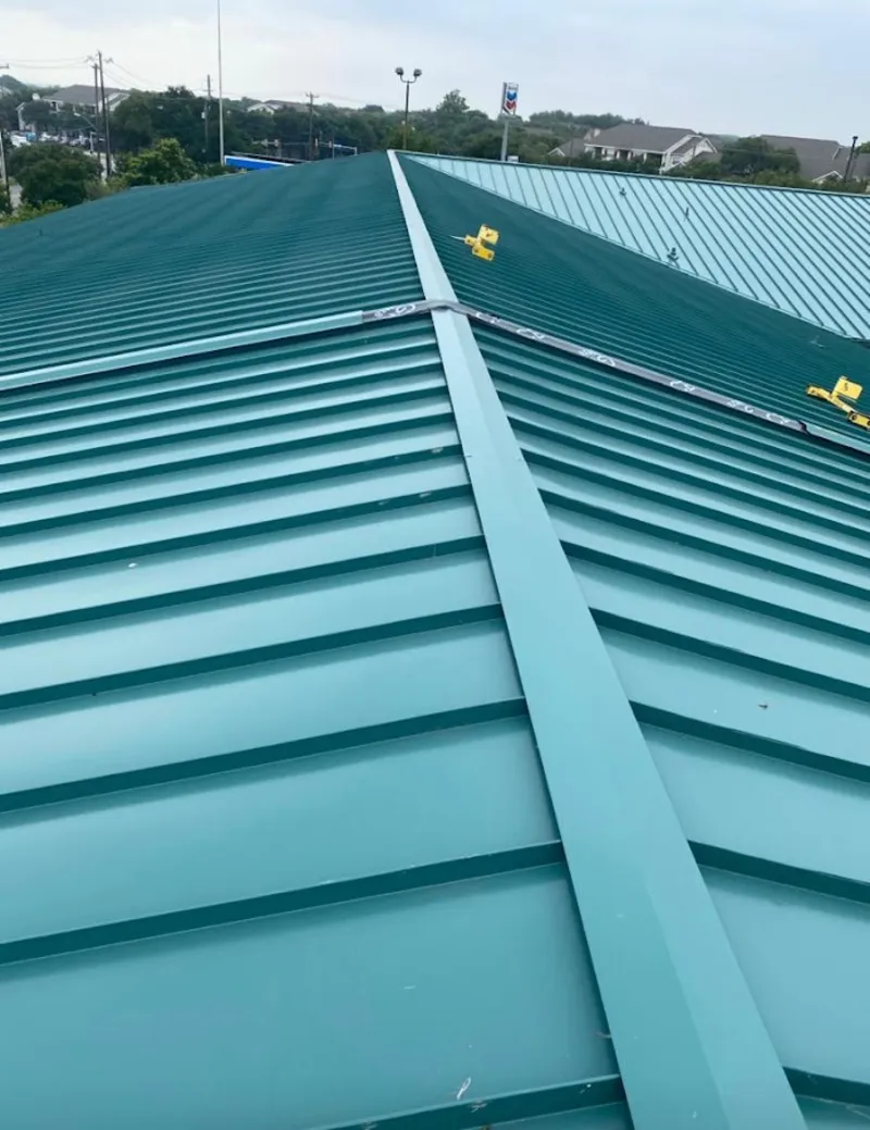 Green commercial metal roof ridge and valley for Metal Roof Repair in Grambling